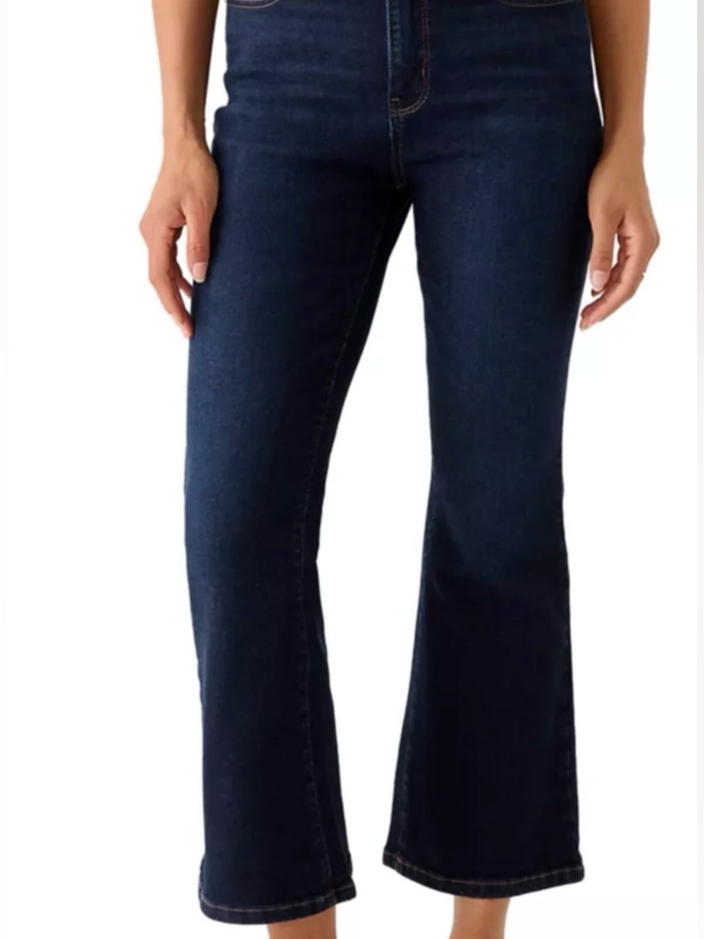 crown & ivy Dark Indigo High-Rise Flare Jeans